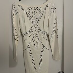 Bebe long sleeve white bodycon Midi Dress
